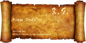 Kopp Iván névjegykártya